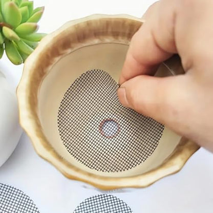 200 Pcs 7.5 cm Round Mesh Nets Flower Pot Hole Mesh Pads Plant Drainage Gasket Breathable Plant Potting Bottom Grid Prevent Soil Loss Drainage Covers for Garden