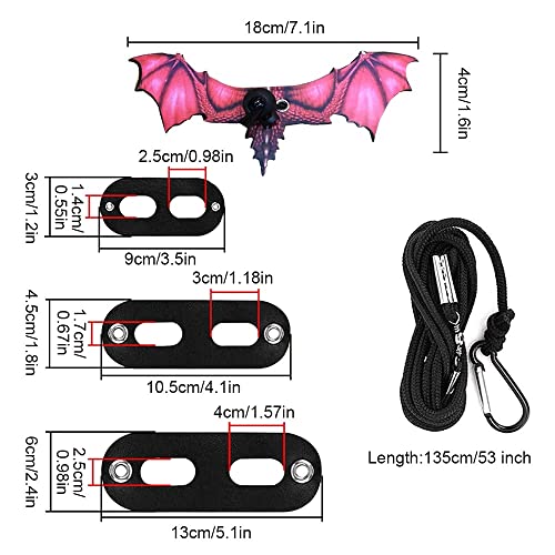 Bearded Dragon Leash, Adjustable Portable Reptile Leash with Cool Wings for Gecko, Bearded Dragon, Iguana, Hamster, Guinea Pig (S+M+L) - color: red