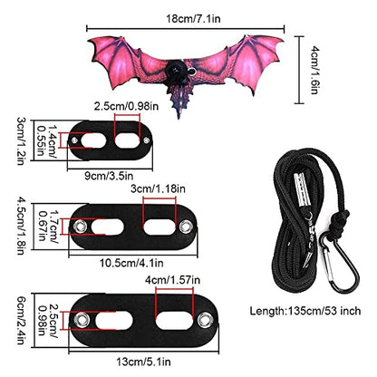 Bearded Dragon Leash, Adjustable Portable Reptile Leash with Cool Wings for Gecko, Bearded Dragon, Iguana, Hamster, Guinea Pig (S+M+L) - color: red