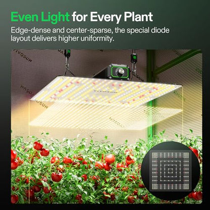 VIVOSUN LumaLight 150W LED Grow Light, Full Spectrum Plant Light | Smart Dimmable & High PPFD for Indoor Plants Seedling Vegetables Bloom, Fits 2.7×2.7/3×3 Grow Tents - size: 3x3