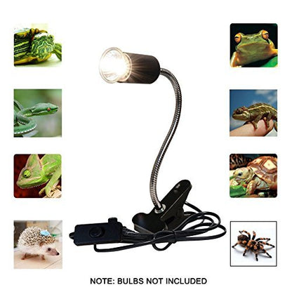 UVA UVB Light Bulb Reptile Ceramic Heat Lamp Pet Heating Bulb Holder Clamp Lamp Fixture Heating Light Lamp For Reptiles,Aquarium Reptile Light Adjustable Habitat Lighting Stand,110V-130V(Black)