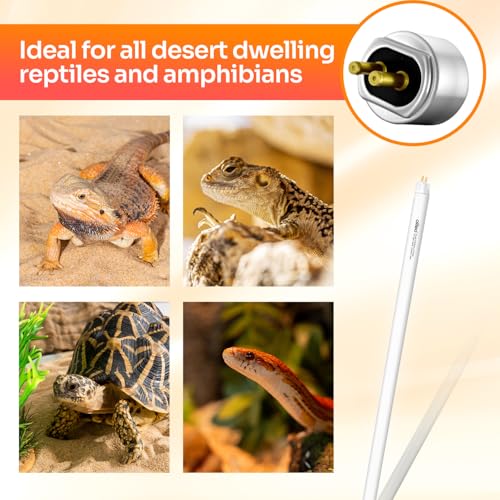 T5 HO 10.0 UVB Lamp Bulb 34" L 39 Watts, Reptile UVB Lamp Tube for Bearded Dragon - size: 34 inches