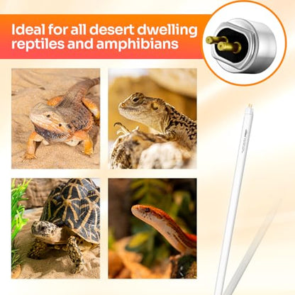 T5 HO 10.0 UVB Lamp Bulb 34" L 39 Watts, Reptile UVB Lamp Tube for Bearded Dragon - size: 34 inches