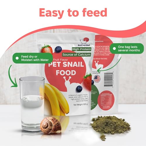 Snout and Shell & Shell Vegetable Flavored Pet Land Snail Food - Tasty High-Protein, Calcium Blend for Snails, Easy Addition to Your Garden Snails Terrarium or Snail Habitat
