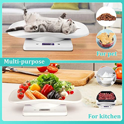 Digital Mini Pet Scale, LCD Electronic Weighing Scale with Tray, Max.33 lbs | Portable Small Animal Weight Scale, Multifunction Kitchen Scale for Food/Puppy/Kitten/Lizard/Hamster/Tortoise/Whelping