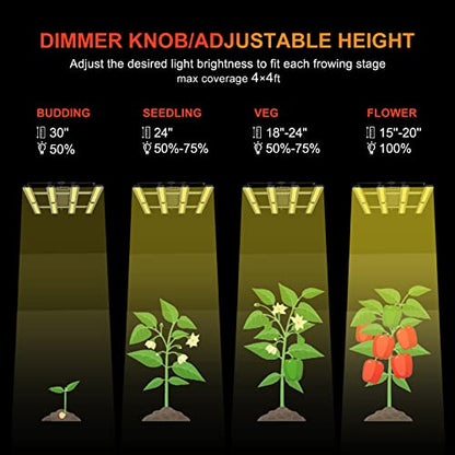 LED Grow Lights for Indoor Plants Full Spectrum Growing Light Bar Plant Hanging Lamps Seedling Daisy Chain Dimmable - size: Large