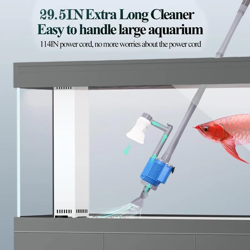 SakerPlus Electric Aquarium Gravel Cleaner with Filter, Upgraded 6-in-1 Automatic Water Changer & Sand Washer, 2000L/H Adjustable Flow for Freshwater & Saltwater Fish Tank Cleaning