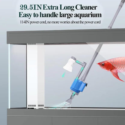SakerPlus Electric Aquarium Gravel Cleaner with Filter, Upgraded 6-in-1 Automatic Water Changer & Sand Washer, 2000L/H Adjustable Flow for Freshwater & Saltwater Fish Tank Cleaning