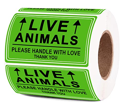 Live Animals Stickers for Pet Crate – 250Pcs Fluorescent Handling Labels for Pet Shipping, Airline Cargo, Breeder Transport, Animal Rescue & Veterinary Clinic – Please Handle with Love