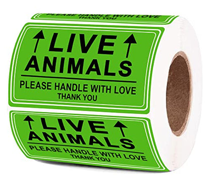 Live Animals Stickers for Pet Crate – 250Pcs Fluorescent Handling Labels for Pet Shipping, Airline Cargo, Breeder Transport, Animal Rescue & Veterinary Clinic – Please Handle with Love