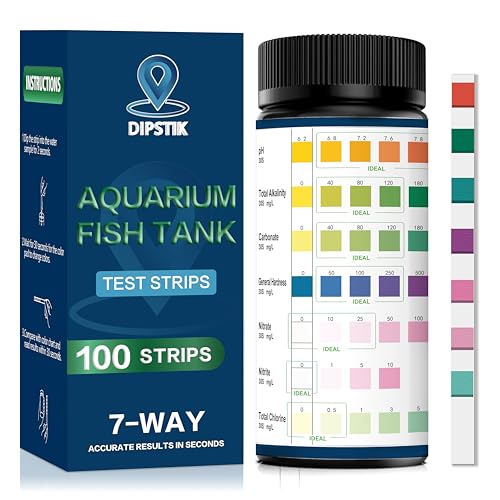 Aquarium Test Strips,7-Way Freshwater Saltwater Fish Tank Pond Test(100ct) | Nitrate, Nitrite, Chlorine, Hardness, Alkalinity, Carbonate, pH - color: 7 WAY