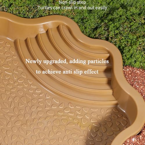 Turtle Bathing Pool, Reptile Feeding Dish Water Pot, Lizard Turtle Bathing Pool for Aquatic Climbing Pet - color: Earthy Yellow