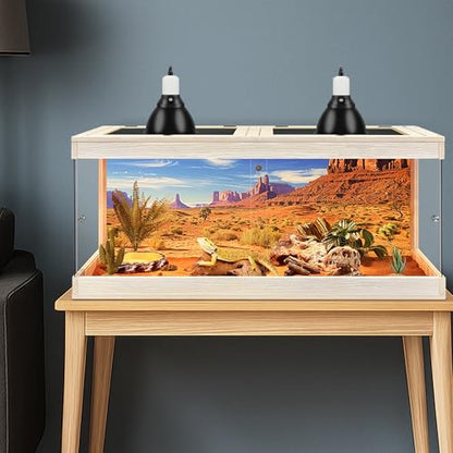 Royxen Bearded Dragon Tank, 82 Gallons Tempered Glass Reptile Terrarium with Metal Mesh Top, 3-Side Clear Anti-Scratch Glass Lizard Tank for Reptile Habitat (Oak, 48" Length) - color: Oak, size: 82Gal,48x20x20inch