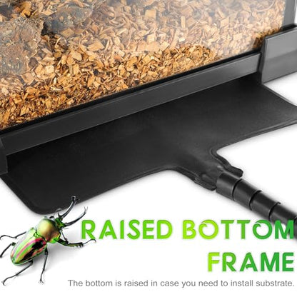 8"x8"x6" Reptile Terrarium, Single-Door Glass Terrestrial Vivarium for Small Arthropod Pets Such as Trinidad Dwarf Tiger Tarantulas, with Lock & Waterproof Deep Base Below Front Door