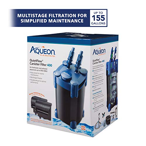 Aqueon QuietFlow Canister Aquarium Filter 100-150 Gallons | 150 gallon fish tank filter with biological, chemical and mechanical stages, spray bar and polishing unit - size: 100-150 Gallons