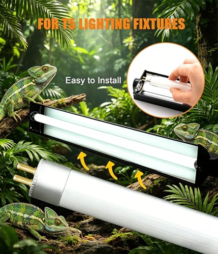 2 Pack 8 Watt 5.0 UVB T5 Reptile Light Tube 12 Inch Dual Pack UVA UVB Fluorescent Basking Lamp for Chameleon Reptile Pet Daily Lighting - size: 5.0 UVB 2-Pack