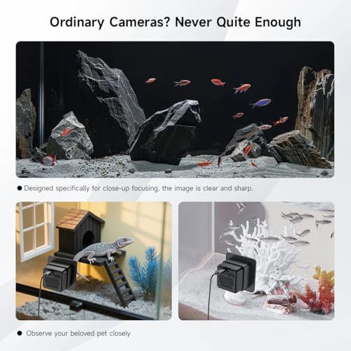 2K HD Aquarium & Terrarium WiFi Pet Camera,140° Wide-Angle Anti-Glare & Anti-Reflection,Night Vision for Fish & Reptiles,Two-Way Audio,Glass-Mount Enclosure Monitor,24/7 Recording (3 Pack) - size: 3 pack