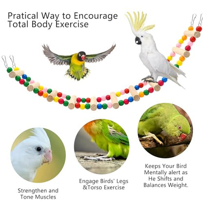 11-Step Bird Ladder Bridge,21.26 x 3.15 inch Raw Wood and Edible Dye | Pet Hamster Climbing Ladder Swing Toys Suitable for Small to Medium Birds,Bird Cage Accessories,2 Pieces - size: 11 Ladders -2pcs