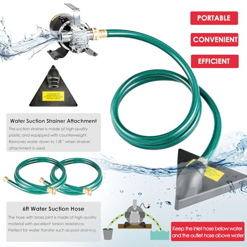 Water Transfer Pump, 115V 1/10HP 330GPH Utility Water Pump Electric With 2 * 6ft Suction Hose, Portable Small Water Pump For Pool Draining, Removing Water From Rain Barrel, Aquariums, etc. - style: 1/10HP 2 Hoses
