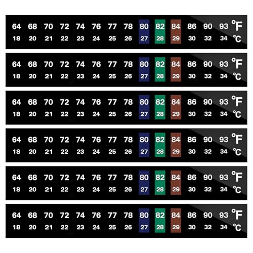 AQUANEAT 6 PCS Aquarium Thermometer Strips, Fish Tank Thermometer Sticker, Terrarium Water Temperature Test (0.71" x 5.13") - size: 0.71" x 5.13"