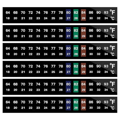 AQUANEAT 6 PCS Aquarium Thermometer Strips, Fish Tank Thermometer Sticker, Terrarium Water Temperature Test (0.71" x 5.13") - size: 0.71" x 5.13"
