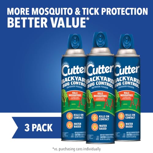 Cutter Backyard Bug Control Outdoor Fogger 16 Oz, 3 Pack | Kills Mosquitoes, Gnats, Flies, Wasps & More, For Decks, Patios & Picnic Areas, Treats up to 1,200 Cu Ft - size: 3 Pack