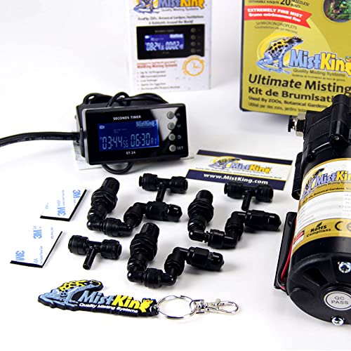MistKing – Ultimate Misting System, 5th Gen | Used by Zoos, Institutions & Hobbyists | Expandable to 20 Nozzles | Extremely Fine Mist | 50 Micron Droplets | Upgraded Timer & Components | | Used by Zoos, Institutions & Hobbyists, Expandable to 20 Nozzles,