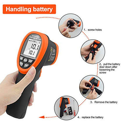 Infrared Thermometer -58℉- 2732℉ (-50℃~1500℃) Dual Laser Pyrometer | High Temperature IR Thermometer 30:1DS,Adjustable emissivity 0.1-1.0 ,Hi/Lo Temp Alarm, for Furnace Forge Kiln - color: AP-2732 Orange
