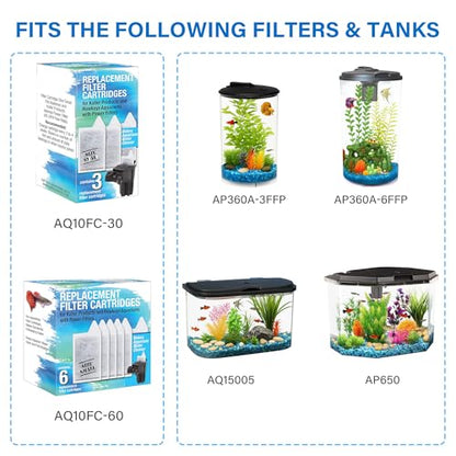Koller Products Internal Power Filter 4 Gallon-10 Gallon Fish Tanks, 45GPH Flow Rate, Ideal for Tropical Fish