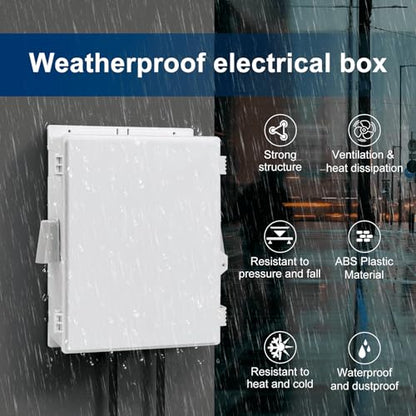 Namunanee Outdoor Electrical Box with Thermostat and Fan, ABS Water Resistant Enclosure with Internal Mounting Panel & Hinged Cover, 18.1" H* 12.6" L* 6.3" W, Plug & Play. - size: 18.1"H x 12.6"L x 6.3"W & Thermostat