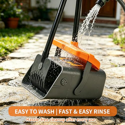 Pooper Scooper, 46" Long Handle Heavy Duty Picker-Upper, Swivel Bin Rake Kit with Bag Attachment, 100 Waste Bags for Small Large Dogs Puppy Poop Trash Litter Cleanup Yard Outdoor Pet Essentials - color: Gray & Bright Orange