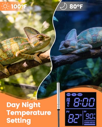 450W Reptile Thermostat Controller - PID Dimming Thermostat Control with Day/Night Timer for Reptile Heat Lamps, Mats, Terrariums, Seedlings & Brewing