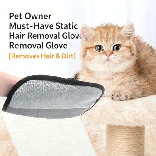 Pet Hair Removal Glove for Dogs and Cats, Reusable 5-Finger Electrostatic Pet Hair Remover, Washable Grooming & Cleaning Glove for Couch, Carpet, Clothing, Car Seats