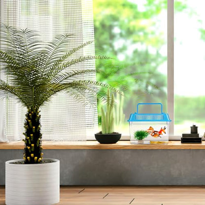 Portable Fish Tank 4-Pack 5.90X4.33X3.74In Handheld Aquarium Plastic Transparent Turtle Box with Handle Small Plastic Fish Carrier for Hamsters and Reptiles