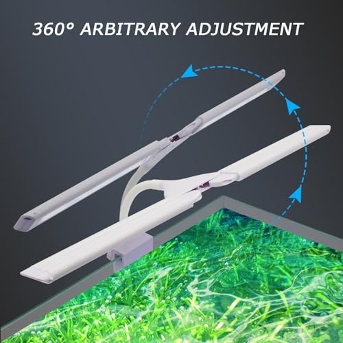 LED Aquarium Light Full Spectrum Clip Fish Tank Light Plants Light 360° Adjustable 2 Light Bar Super-Bright 13.2W Suitable for 20-75 Gal Fish Tank - size: 13.2W For 20-50 Gal Fish Tank