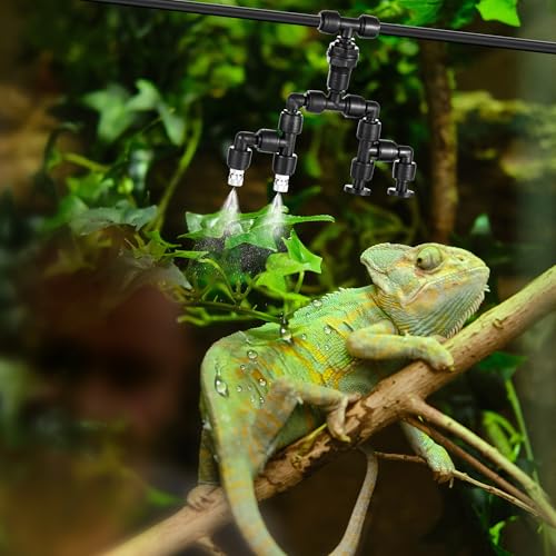 15 Pack Four-Head 1/4 Reptile Mister Nozzles Kit,Reptile Misting | 1/4"Reptile Misting System Fittings,360 Degree Adjustable Misting Spray Nozzles for Aquarium,Vivarium,Plants, Amphibians - size: Four-Head