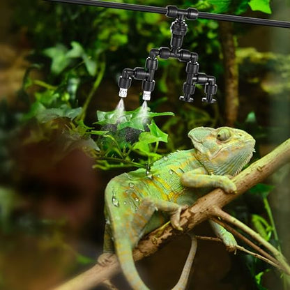 15 Pack Four-Head 1/4 Reptile Mister Nozzles Kit,Reptile Misting | 1/4"Reptile Misting System Fittings,360 Degree Adjustable Misting Spray Nozzles for Aquarium,Vivarium,Plants, Amphibians - size: Four-Head