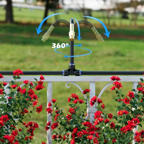 Drip Irrigation System 66 FT with 20 Nozzles, 360° Adjustable Bendable Garden Watering Misting System for Greenhouse, Yard, Lawn, Plant, Garden, 5/16 inch Hose (OD: 8mm) - color: 66 ft PU hose (5/16 in OD, 8mm)