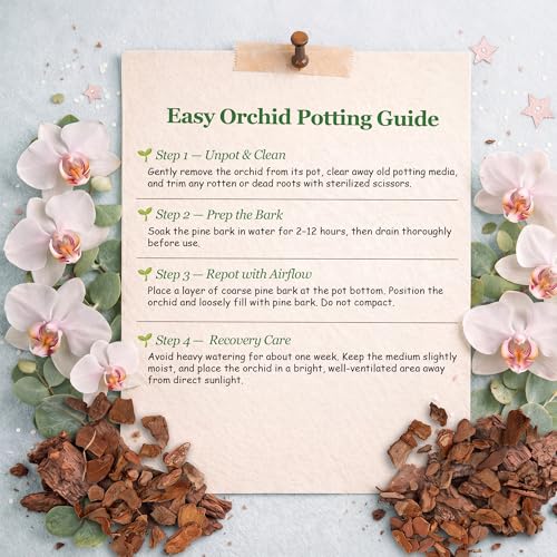 30 QT Organic Orchid Potting Bark, Natural Bark Growing Medium | For Orchids, Houseplant & Potted Plant, Improves Drainage, Root Health & Garden Soil Structure, Balanced Moisture Retention