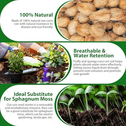 Pack of 5 Organic Coco Coir Bricks- 100% Natural Coco Peat Soil | Low EC & Balanced pH, Compressed Coconut Fiber Substrate, Supports Plant Root Growth for Seed Starting, Potting & Gardening - size: 5 Pack