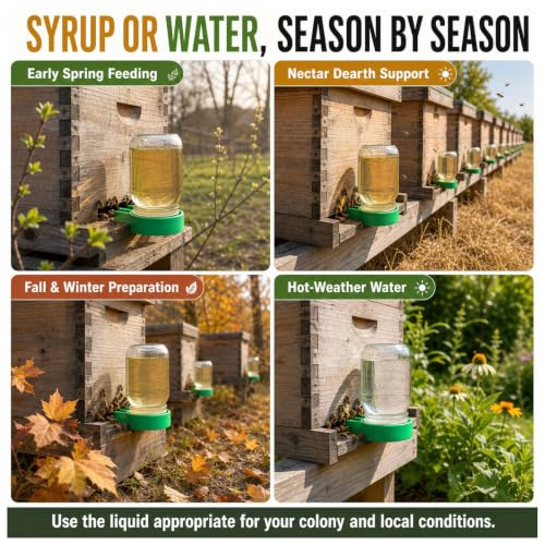 Bee Feeder, Entrance Feeders for Regular Mouth Mason Jars, 4 Pack | One-piece back helps reduce seam leaks; fits 2-3/4 in regular-mouth jars for syrup or water. Jars not included