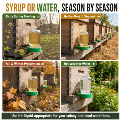 Bee Feeder, Entrance Feeders for Regular Mouth Mason Jars, 4 Pack | One-piece back helps reduce seam leaks; fits 2-3/4 in regular-mouth jars for syrup or water. Jars not included