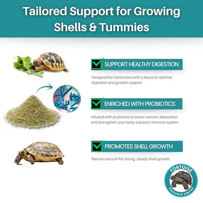 Baby Sulcata Food with Calcium - Human Grade Scientifically Formulated Diet for Healthy Growth - 4.5 oz 30-Day Supply for All Grassland Tortoises! - size: 4.5 Ounce (Pack of 1)