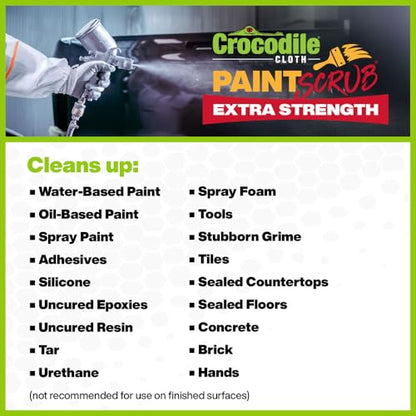 Crocodile Cloth PaintSCRUB Extra-Strength Cleaning Wipes, 60 Count | Paint, Epoxy, Tar & Adhesive Remover for Concrete, Tiles, Hands & Tools