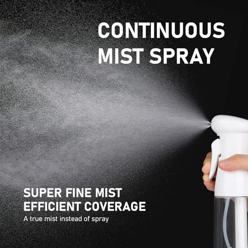 Bealee Spray Bottle for Hair, Continuous Mister, Fine Mist, 2 Pack, 6.8 Oz | Ultra-Fine Mist, Continuous Spray, Leak-proof Misting for Hairstyling, Barbers, Salons, Essential Oil, Cleaning, Planting - color: Black & White, 2 Pack