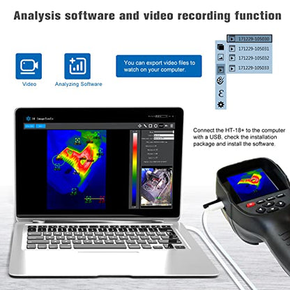 256X192 Higher IR Resolution HT-18+ Handheld Thermal Camera from HTI -18 Newest Update, IR Resolution Improved to 256x192 with 25 HZ, 300,000 Pixels, Easy to Read 3.2" Color Display, Includes Battery