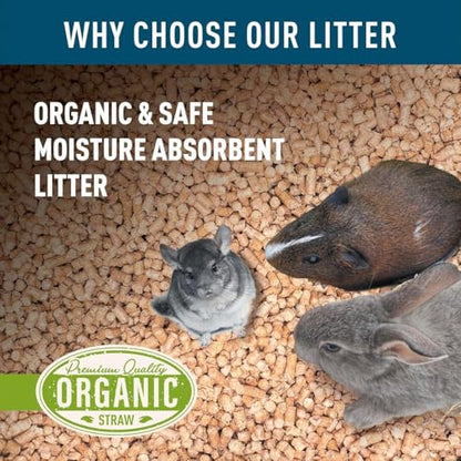 Organic Wheat Straw Pellets - Litter & Bedding Use, 20lb | Pelleted Wheat Straw, Cage Liner and Litter Box Fill, Dust Free Absorbency, Natural Odor Control, Organic Bedding Support