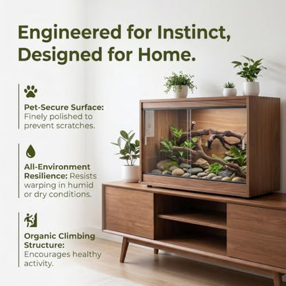 GALPADA 2pcs Reptile Climbing Branches Natural Wood Cork Logs with Smooth Safety Surface and Sturdy Support for Snake and Bearded Dragon Terrarium Decor Enclosures