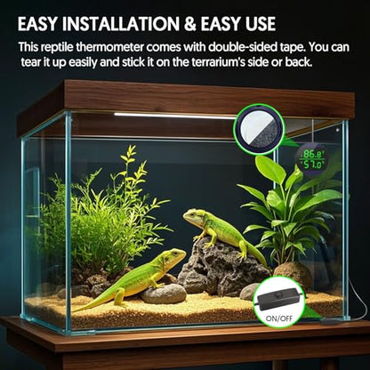 QZQ Reptile Thermometer and Humidity Gauge, Digital Display, Blue | LED Thermometer Hydrometer, Reptile Tank Accessories for Bearded Dragon, Crested Gecko, Snake, Lizard, USB Power Supply - color: Blue