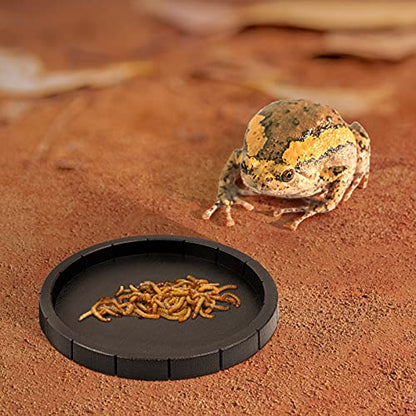 Totority Tortoise Feeding Bowls - 2-Pack Non-Slip Reptile Food Dishes with Smooth Edges, Plastic Pet Feeder for Turtles & Lizards Indoor/Outdoor Use